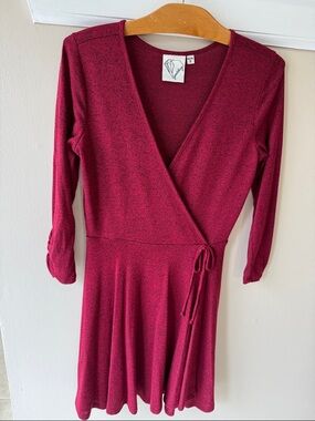 Janetchung Women's Wrap Dress in Wine
